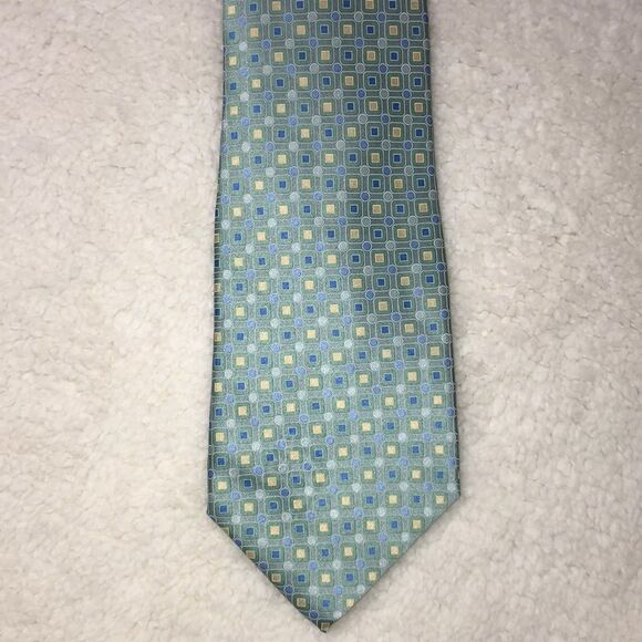 Stunning Light Green Blue Gold Silk Tie - Picture 1 of 6